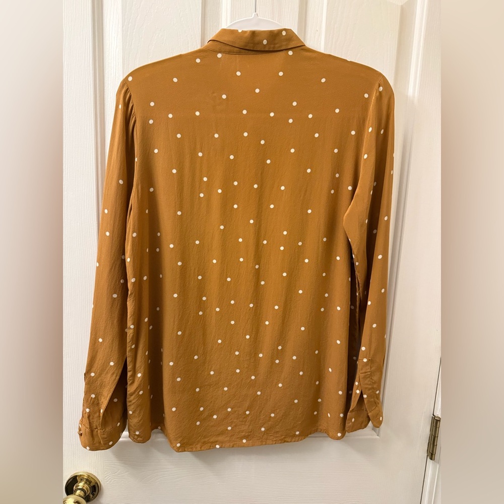 Sezane Ana shirt Polka Dot Button-Up Blouse in Brown size 36 - Picture 8 of 8